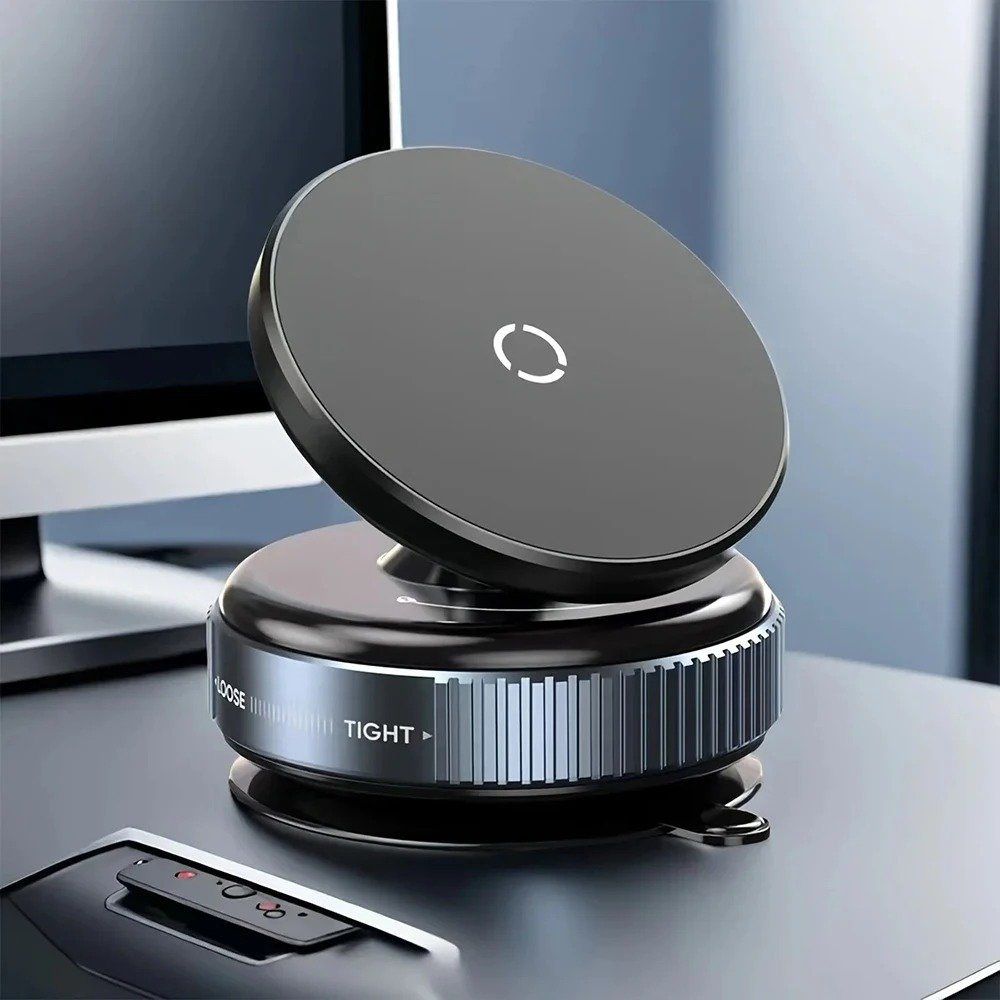 Vacuum Magnetic Car Phone Holder Black