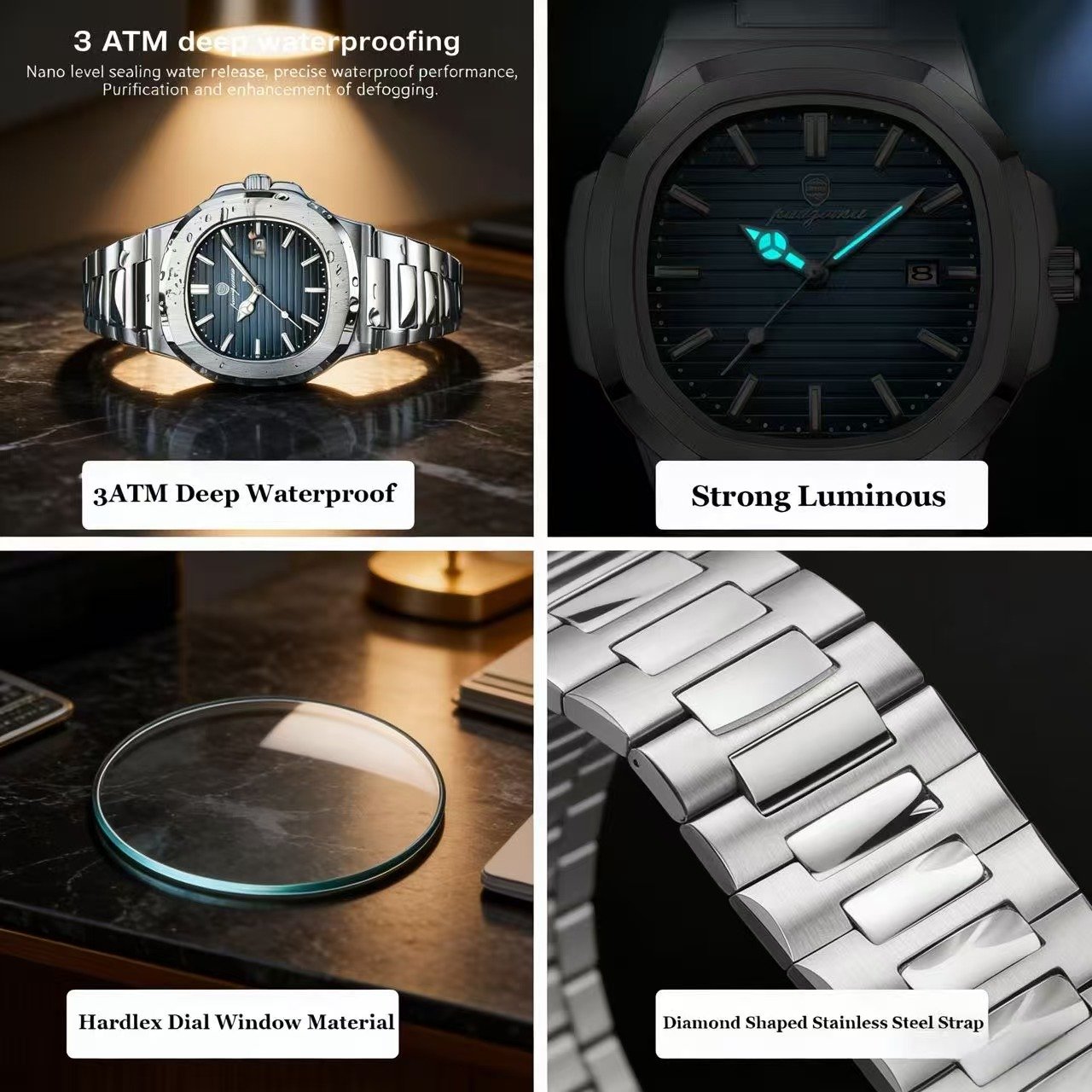 PAAZOMU Men’s Square Quartz Watch 1