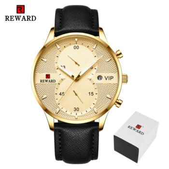 Reward Leather Chronograph Watch - Men’s Sport Quartz | ESPR14 - Gold